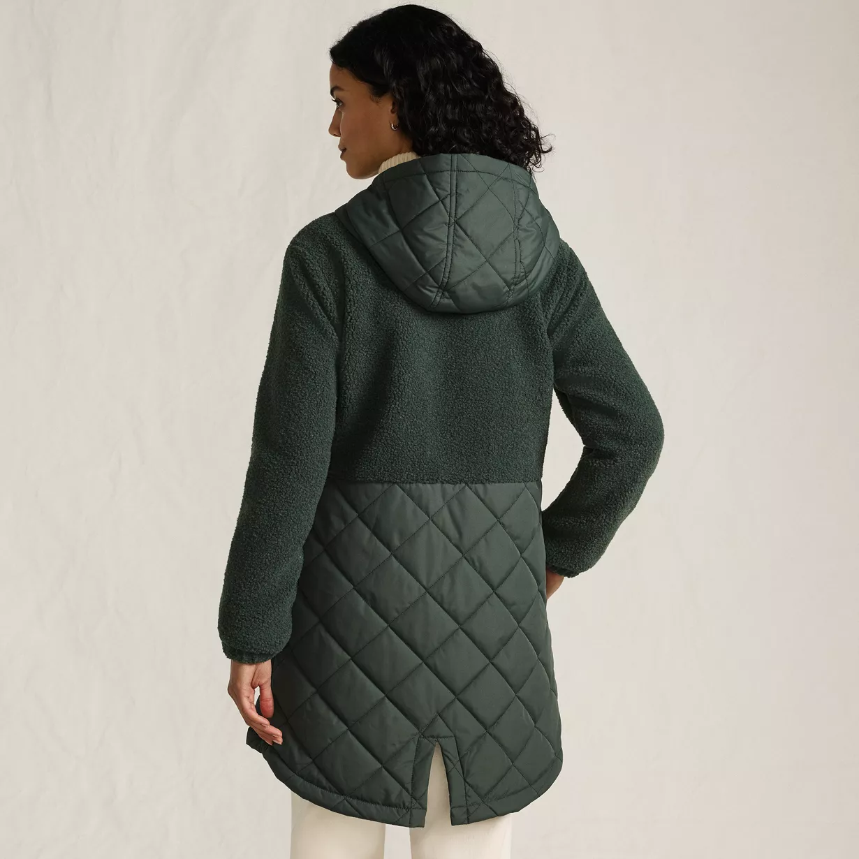 Women's Sherpa Fleece Quilted Mixed Media Parka