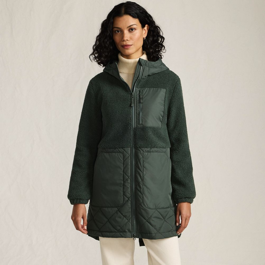 Women's Sherpa Fleece Quilted Mixed Media Parka | Lands' End