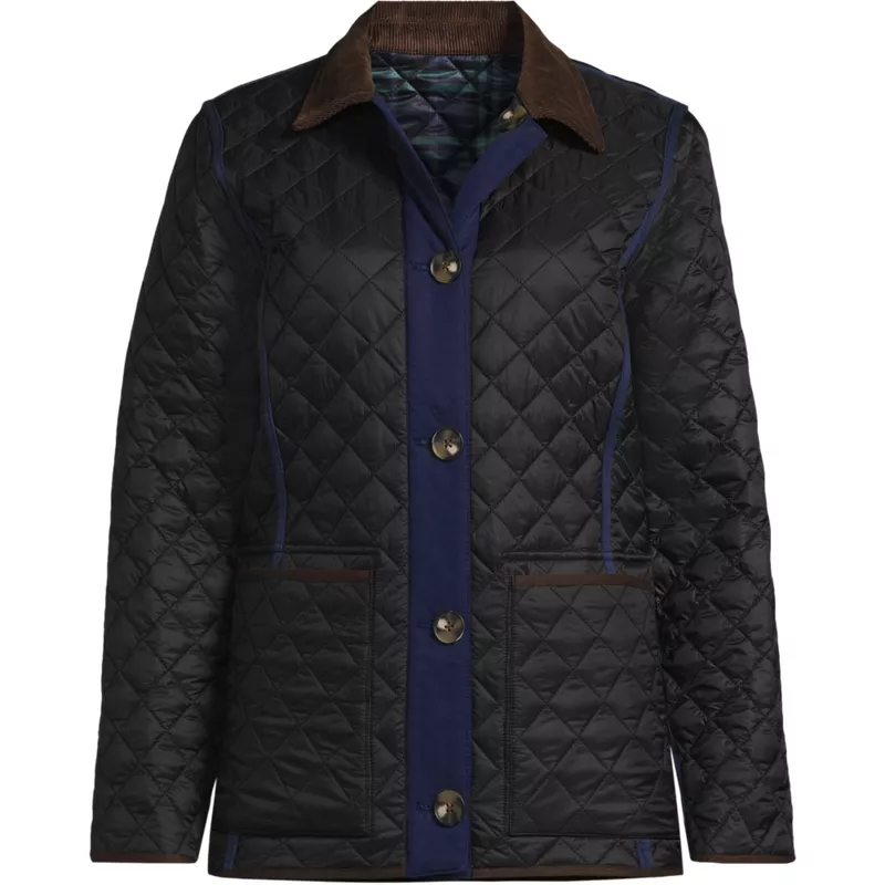 Women's Print Reversible Barn Quilted Insulated Jacket, Front