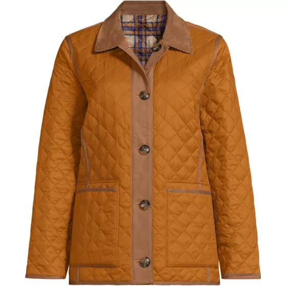 Women's Plus Size Print Reversible Barn Quilted Insulated Jacket - primary
