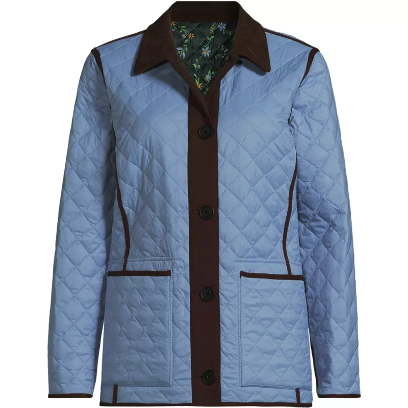 Women's Plus Size Print Reversible Barn Quilted Insulated Jacket, Front