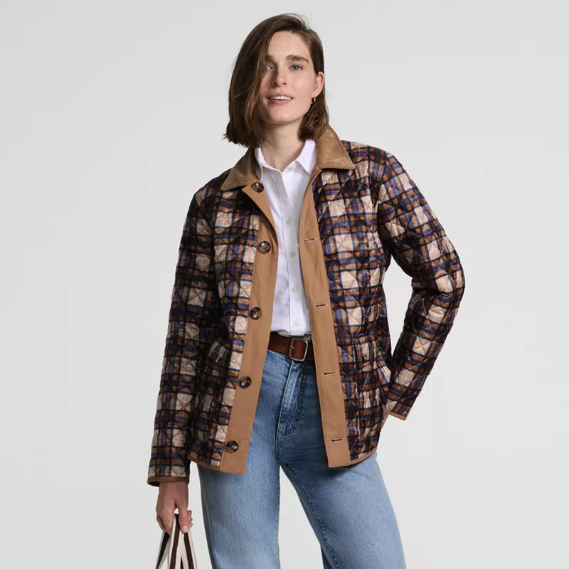 Women's Print Reversible Barn Quilted Insulated Jacket, alternative image