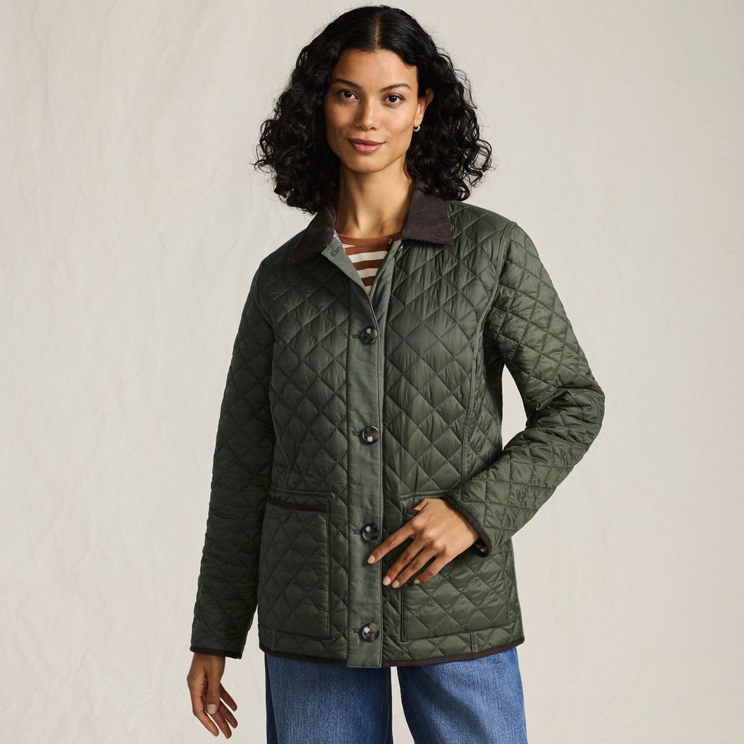Women's Print Reversible Barn Quilted Insulated Jacket