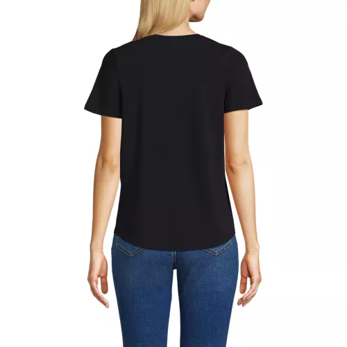 Women's Short Sleeve Lightweight Jersey Gathered Shoulder T-Shirt, Back