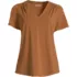 Women's Petite Short Sleeve Lightweight Jersey Gathered Shoulder T-Shirt, Front