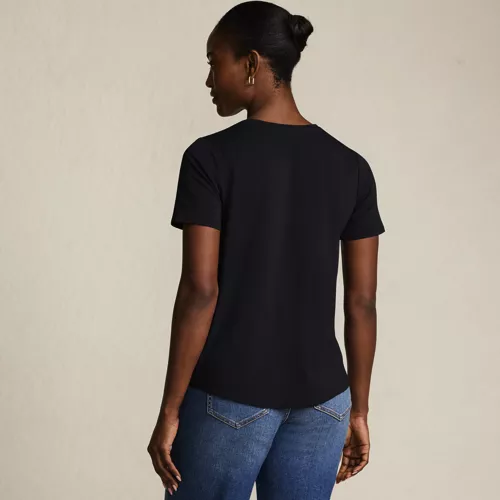 Women's Short Sleeve Lightweight Jersey Gathered Shoulder T-Shirt, Back