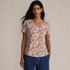 Women's Short Sleeve Lightweight Jersey Gathered Shoulder T-Shirt, Front