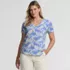 Women's Short Sleeve Lightweight Jersey Gathered Shoulder T-Shirt, Front