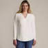 Women's Long Sleeve Lightweight Jersey Notch Neck Tunic Top, Front