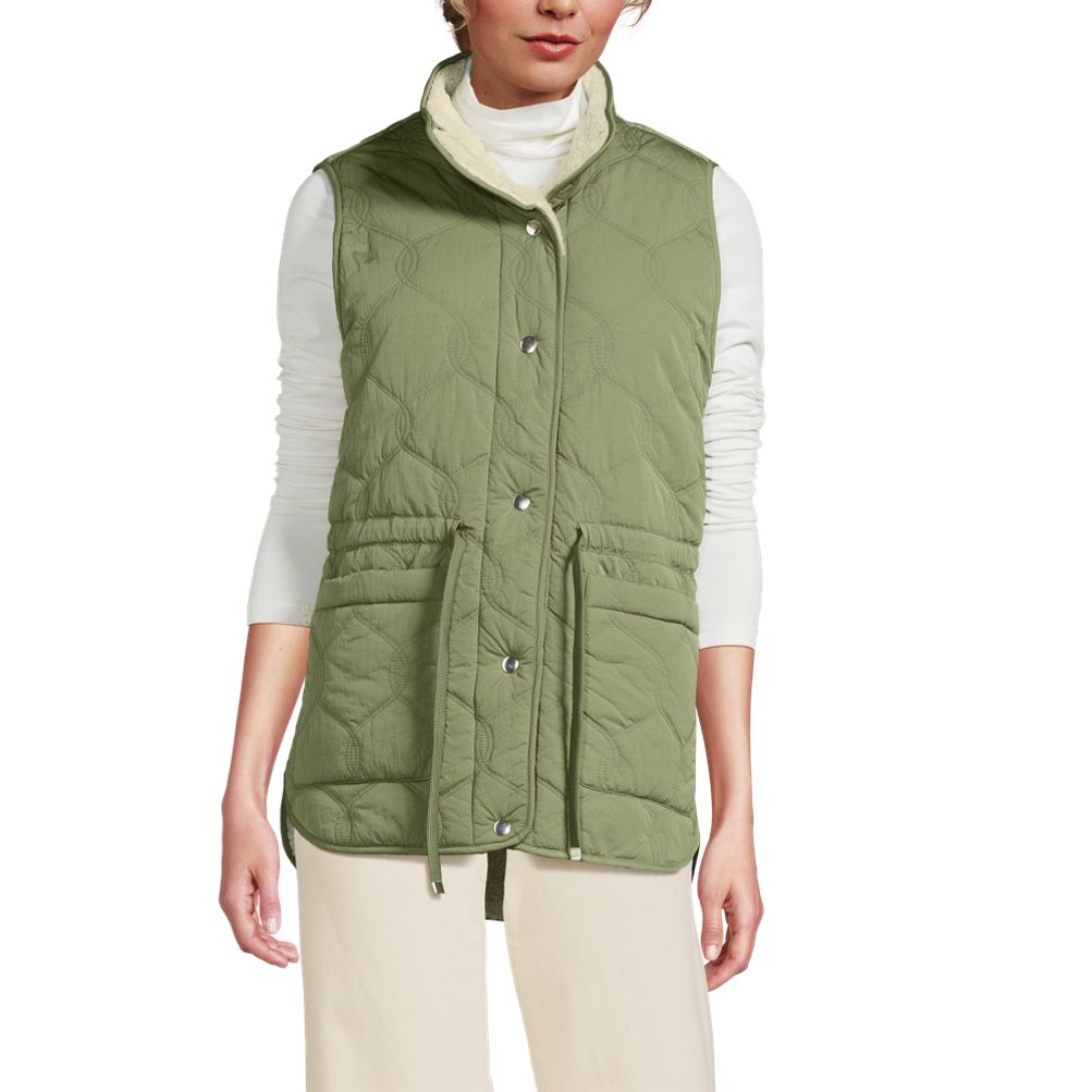 Women's Reversible Quilted Sherpa Fleece Vest | Lands' End