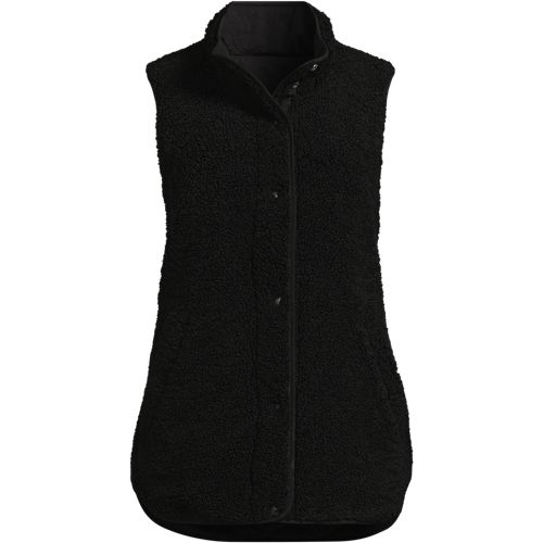  Lands' End Wendbare, Gesteppte Sherpa-fleeceweste, Damen, Größe:32-34 Regular, Schwarz, Polyester/nylon, By Lands' End 