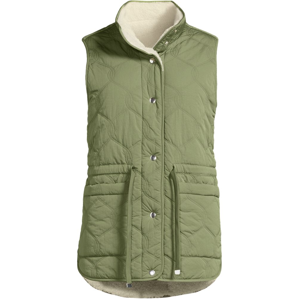 Women's Reversible Quilted Sherpa Fleece Vest | Lands' End