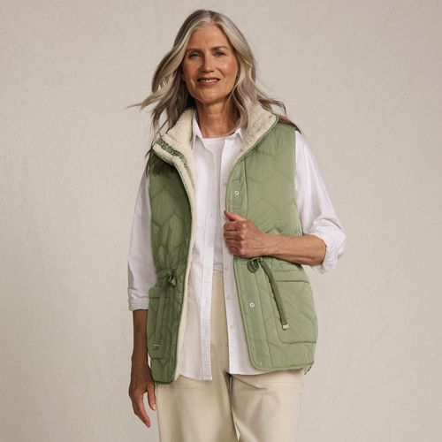 Women's Reversible Quilted Sherpa Fleece Vest | Lands' End
