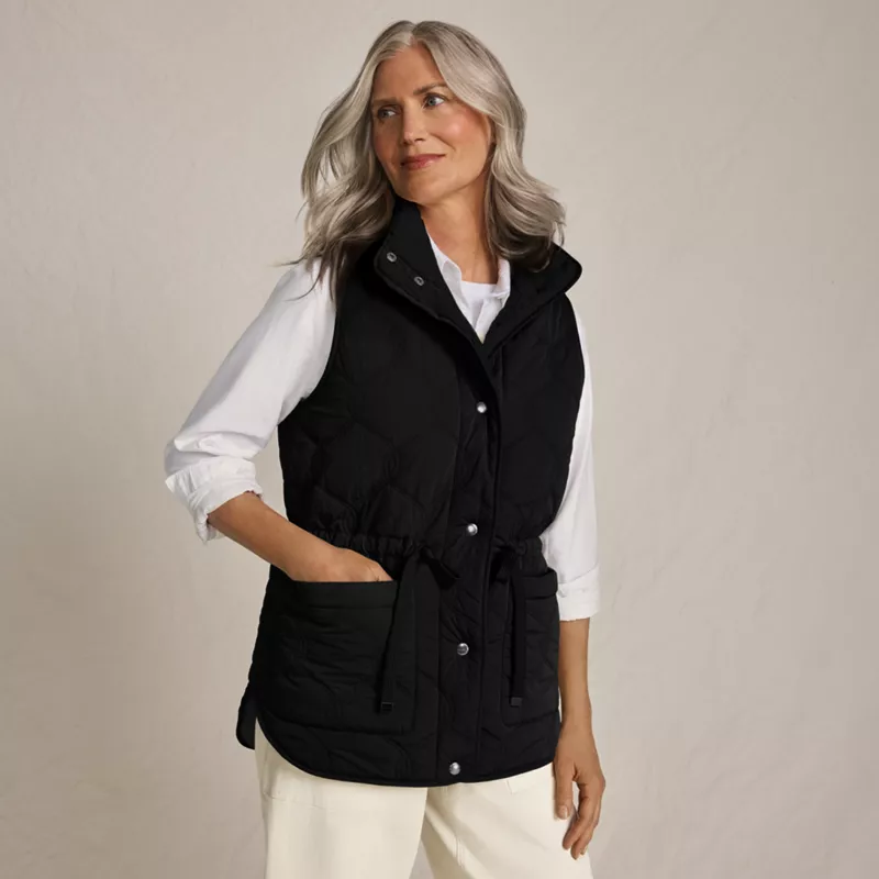 Women's Reversible Quilted Sherpa Fleece Vest, alternative image