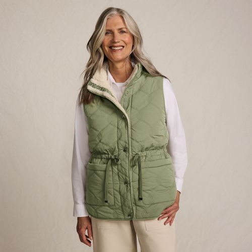  Lands' End Wendbare, Gesteppte Sherpa-fleeceweste, Damen, Größe:32-34 Regular, Grün, Polyester/nylon, By Lands' End 