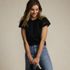 Women's Lightweight Jersey Crew Neck Ruffle Sleeve Flowy Top, alternative image