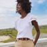 Women's Lightweight Jersey Crew Neck Ruffle Sleeve Flowy Top, alternative image