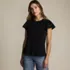 Women's Lightweight Jersey Crew Neck Ruffle Sleeve Flowy Top, Front