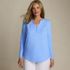 Women's Plus Size Long Sleeve Lightweight Jersey Notch Neck Tunic Top, Front