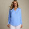 Women's Long Sleeve Lightweight Jersey Notch Neck Tunic Top