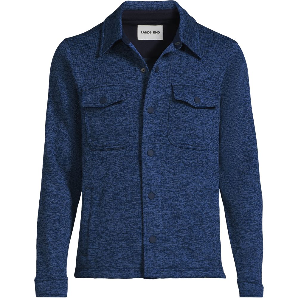 Unisex Sweater Fleece Shirt Jacket - Classic Navy Muted Heather - 2XL