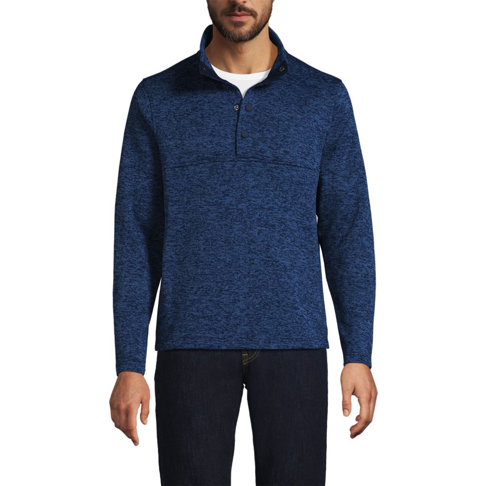 Men's Sweater Fleece Snap Neck Pullover Jacket | Lands' End