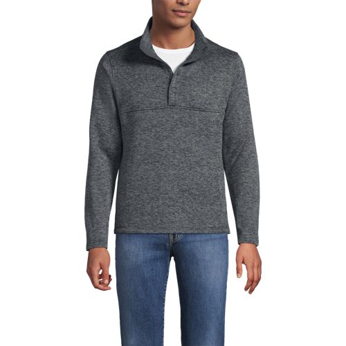 Men's Sweater Fleece Snap Neck Pullover Jacket | Lands' End