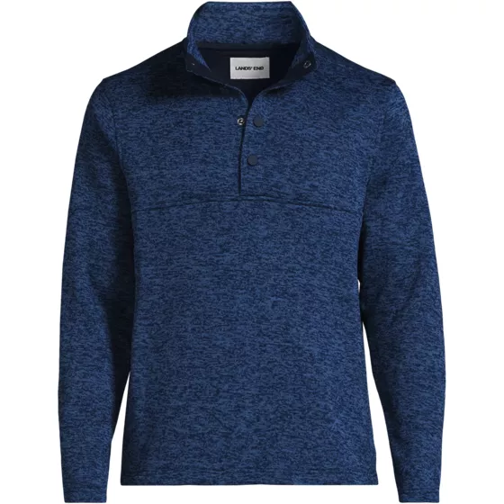 Men's Sweater Fleece Snap Neck Pullover Jacket - primary