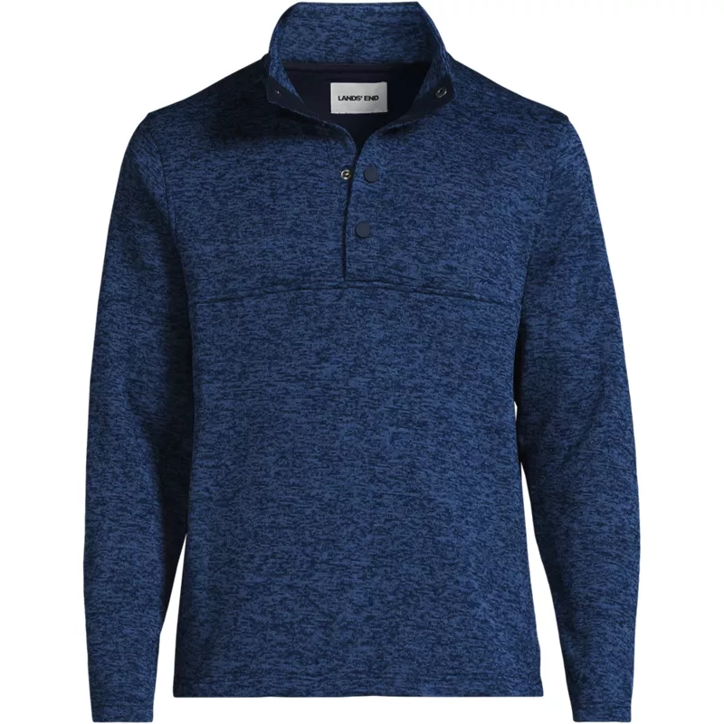 Men's Sweater Fleece Snap Neck Pullover Jacket, Front