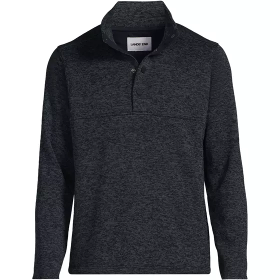 Men's Big Sweater Fleece Snap Neck Pullover Jacket - primary