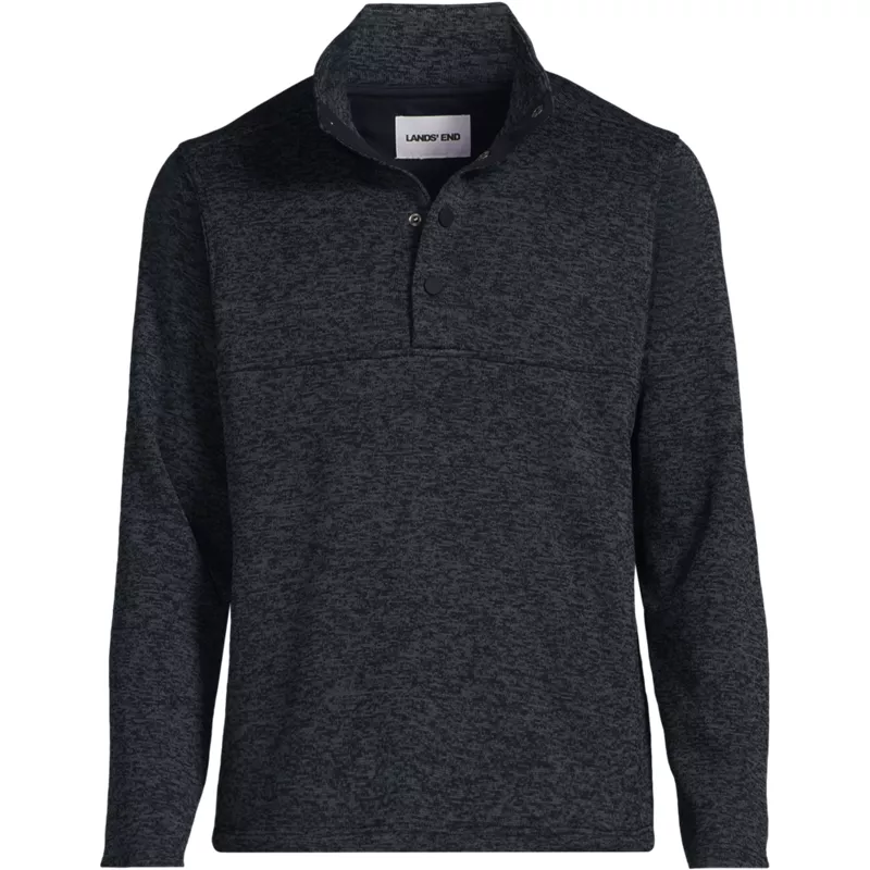 Men's Sweater Fleece Snap Neck Pullover Jacket, Front