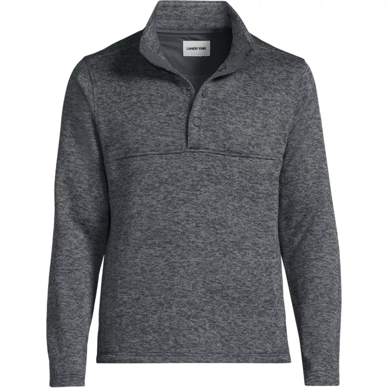 Men's Sweater Fleece Snap Neck Pullover Jacket, Front