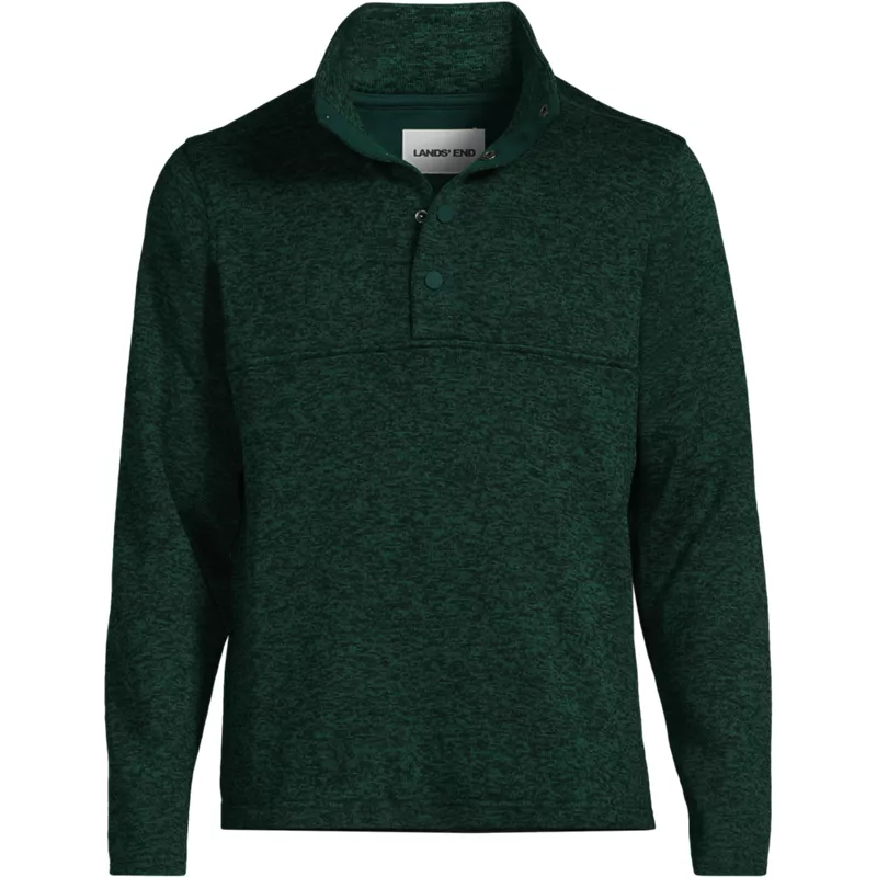 Men's Sweater Fleece Snap Neck Pullover Jacket, Front