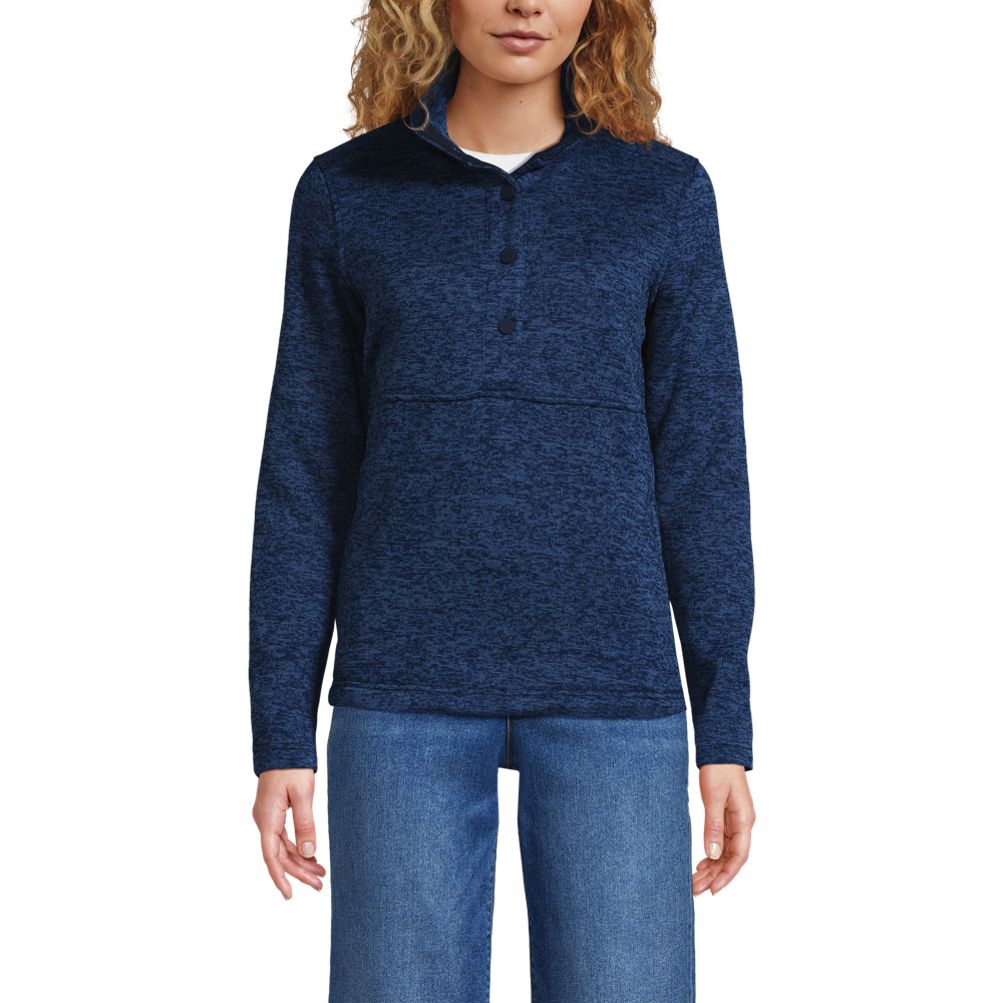 Women's Sweater Fleece Snap Neck Pullover Jacket | Lands' End
