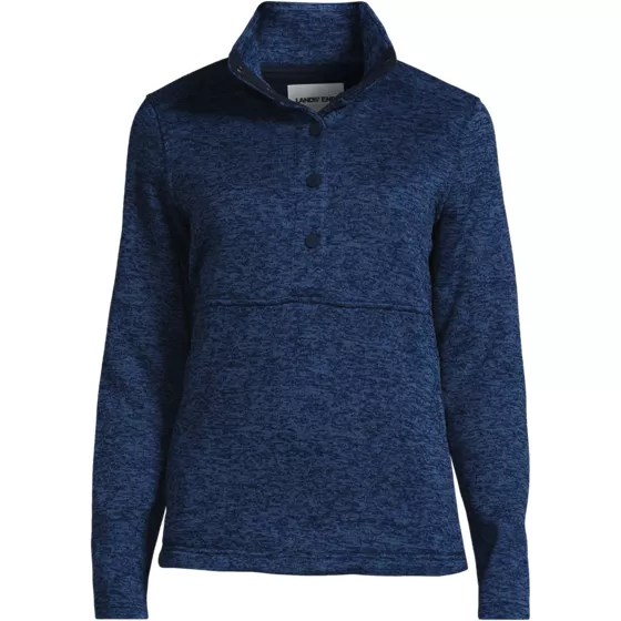 Women's Sweater Fleece Snap Neck Pullover Jacket - primary