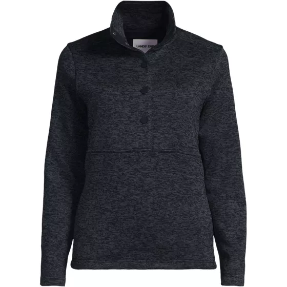 Women's Sweater Fleece Snap Neck Pullover Jacket - primary