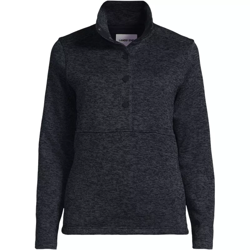 Women's Plus Sweater Fleece Snap Neck Pullover Jacket, Front