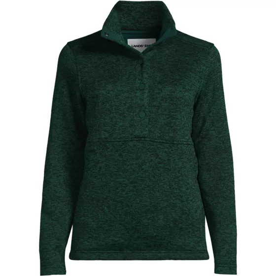 Women's Sweater Fleece Snap Neck Pullover Jacket - primary