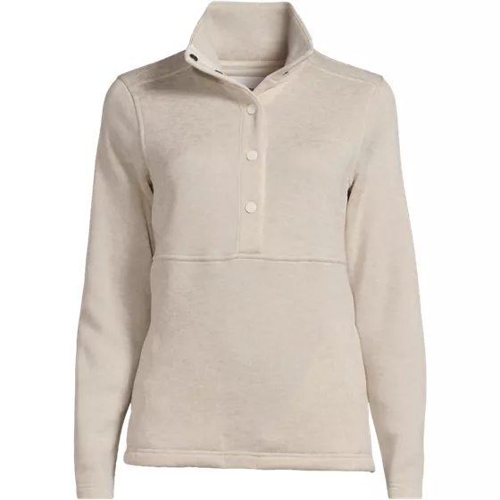 Women's Plus Sweater Fleece Snap Neck Pullover Jacket - primary