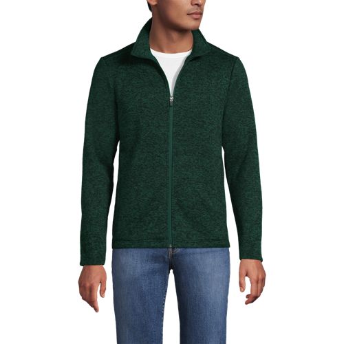 Lands' End グリーン フーディー XL Men's Sweater Fleece Zip Front Jacket | Lands' End Business Uniforms