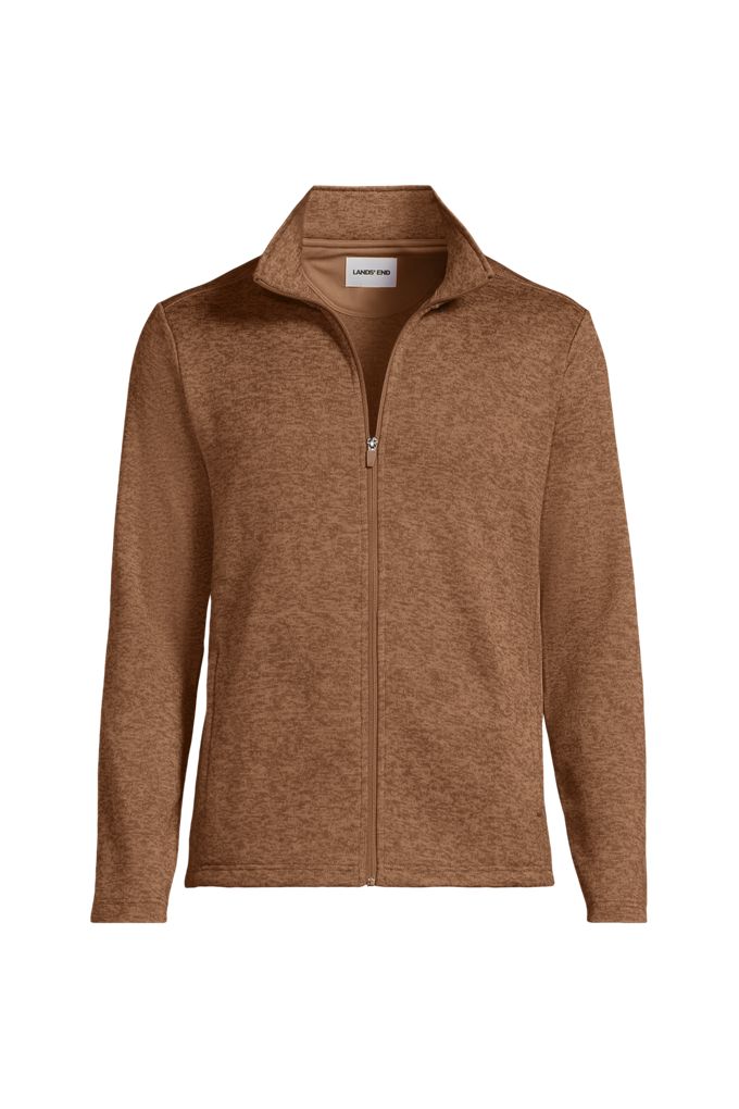 Men's Big Sweater Fleece Zip Front Jacket - Lands' End - Brown - 2XL