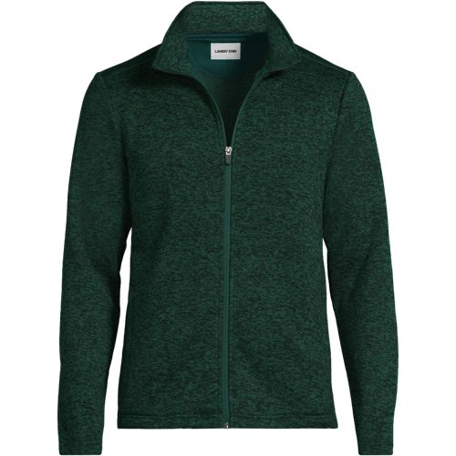 Lands' End グリーン フーディー XL Men's Sweater Fleece Zip Front Jacket | Lands' End Business Uniforms