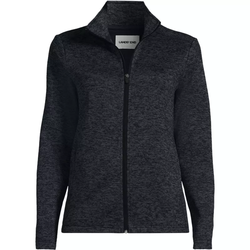 Women's Plus Sweater Fleece Zip Front Jacket, Front