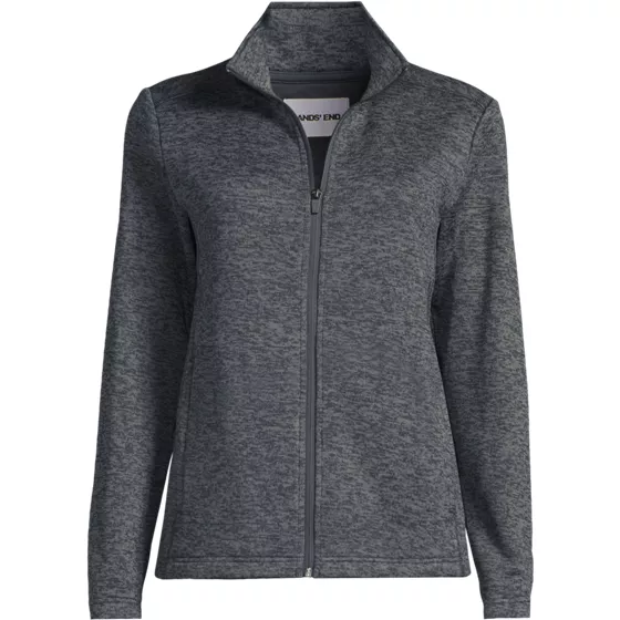 Women's Sweater Fleece Zip Front Jacket - primary