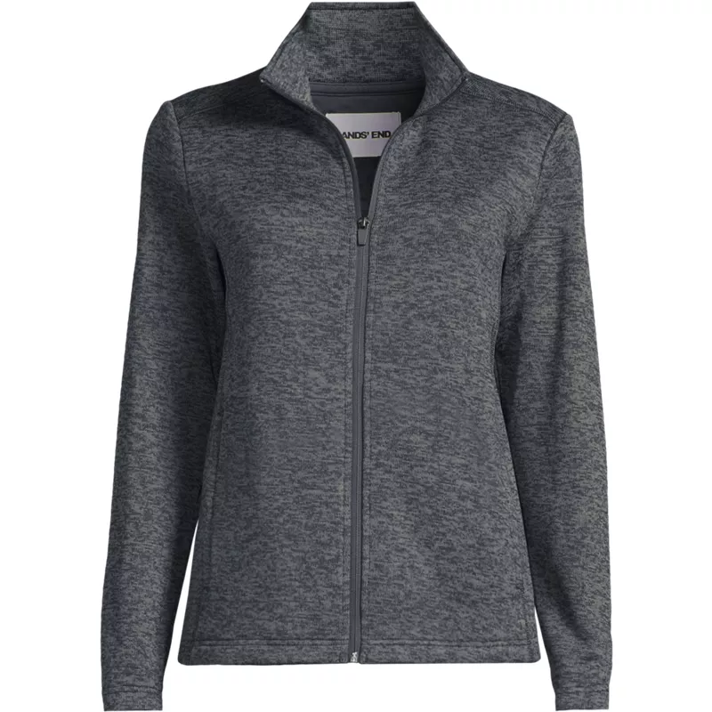 Women's Sweater Fleece Zip Front Jacket, Front