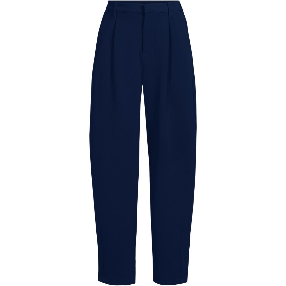 Women's Crepe High Rise Pleated Barrel Leg Ankle Pants