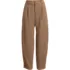 Women's Crepe High Rise Pleated Barrel Leg Ankle Pants, Front