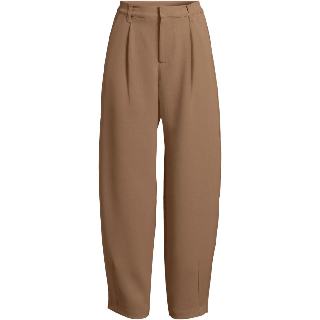 Women's Crepe High Rise Pleated Barrel Leg Ankle Pants