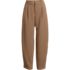 Women's Crepe High Rise Pleated Barrel Leg Ankle Pants, Front