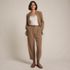 Women's Crepe High Rise Pleated Barrel Leg Ankle Pants, alternative image